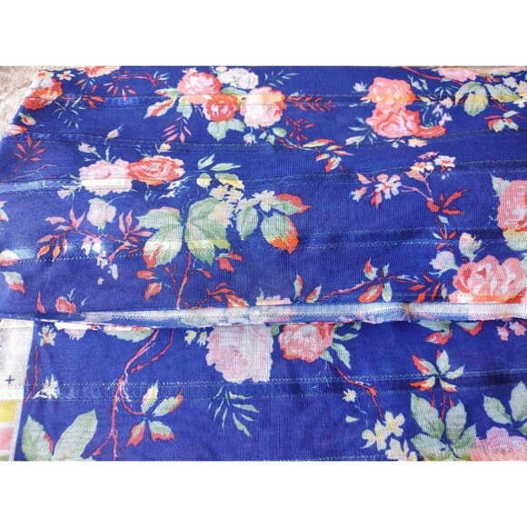 Floral Fabric on Blue Background ~ 108 L x 60 W (3 Yards) ~ Soft, Lightweight - Picture 5 of 5